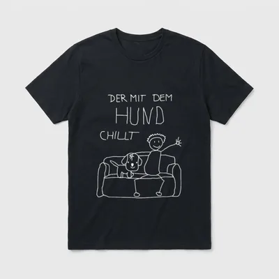 Der mit dem Hund chillt T-Shirt – Klassisches T-Shirt in Schwarz