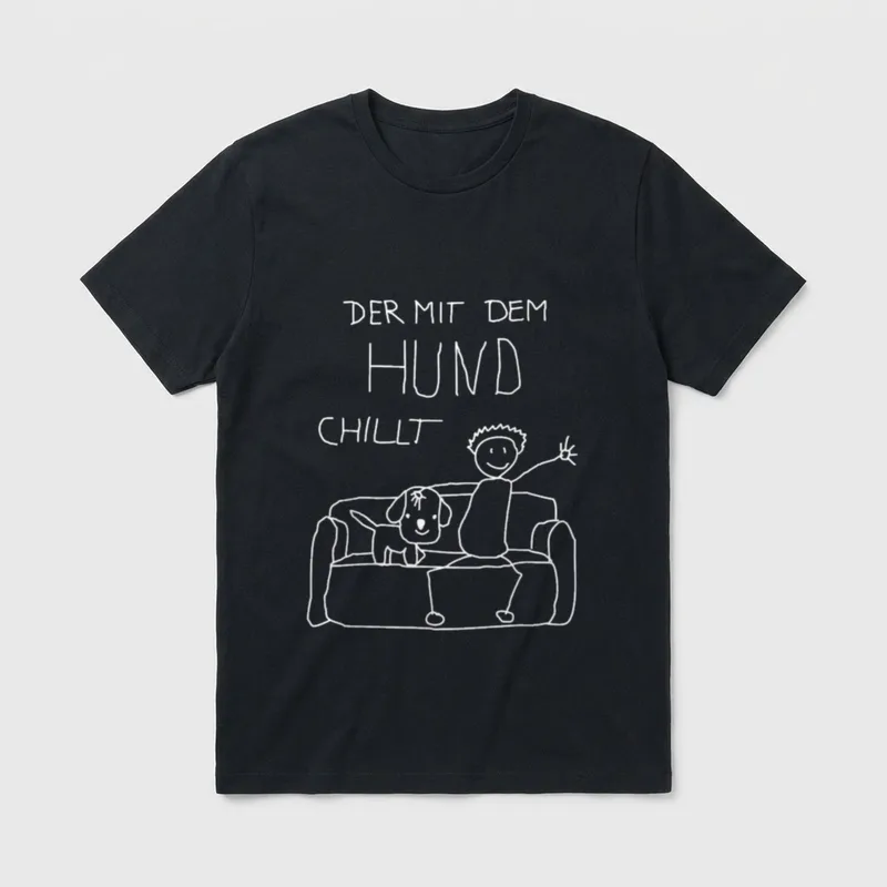 Der mit dem Hund chillt T-Shirt – Klassisches T-Shirt in Schwarz