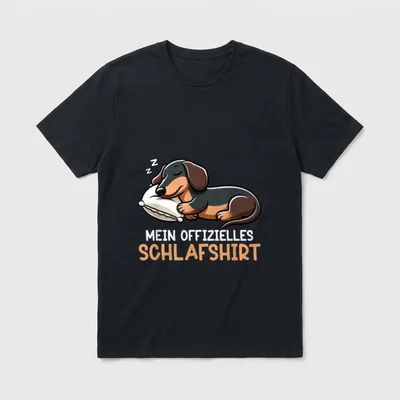 Offizielles Schlafshirt Dachshund Lustiger T-Shirt – Klassisches T-Shirt in Schwarz