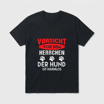 Vorsicht vor dem Herrchen T-Shirt – Klassisches T-Shirt in Schwarz