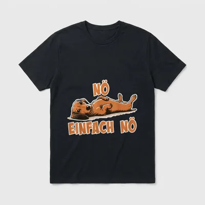 Nö Einfach Nö Dackel T-Shirt – Liegender Dackel mit Schriftzug „Nö Einfach Nö“ – Klassisches T-Shirt in Schwarz