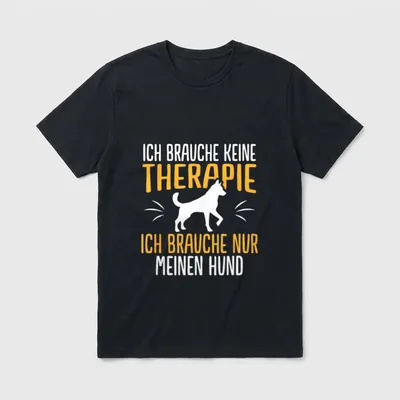 Ich Brauche Keine Therapie T-Shirt – Laufender Hund mit Spruch über Therapie und Hund – Klassisches T-Shirt in Schwarz