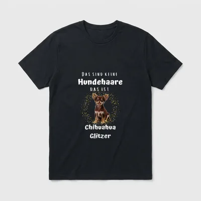 mit Chihuahua Hund Spruch T-Shirt – Chihuahua mit Glitzerpunkten und Spruch über Hundehaare – Klassisches T-Shirt in Schwarz