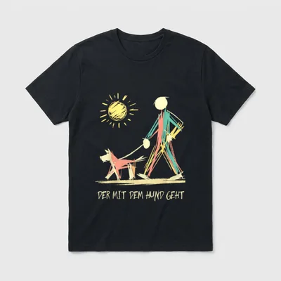 Der Mit Dem Hund Hunde T-Shirt – Klassisches T-Shirt in Schwarz