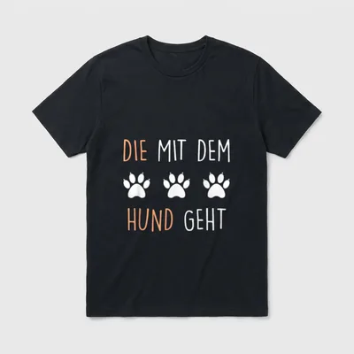 Frau die mit Hund geht T-Shirt – Klassisches T-Shirt in Schwarz