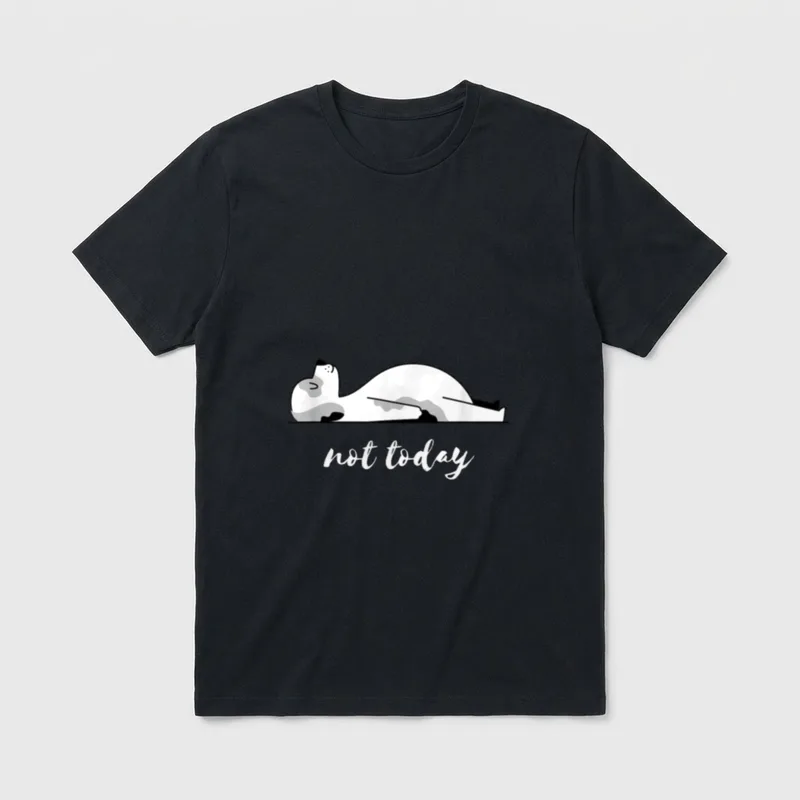 Lustiges Hunde Faulenzer Nicht T-Shirt – Flach liegender Hund mit Schriftzug „not today“ – Klassisches T-Shirt in Schwarz
