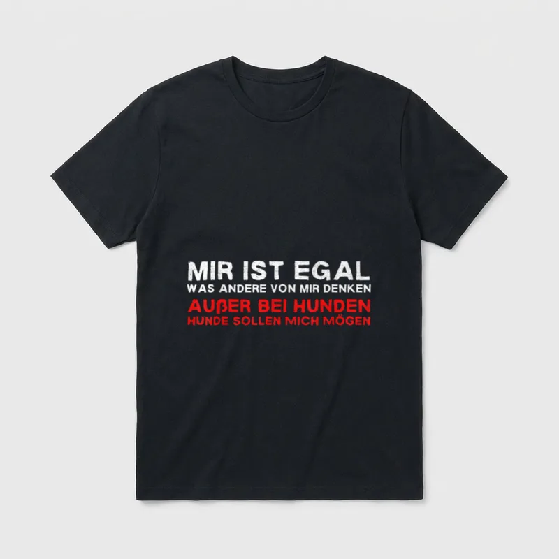 Mir Ist Egal Was Andere T-Shirt – Spruch „Mir ist egal, Hunde sollen mich mögen“ – Klassisches T-Shirt in Schwarz
