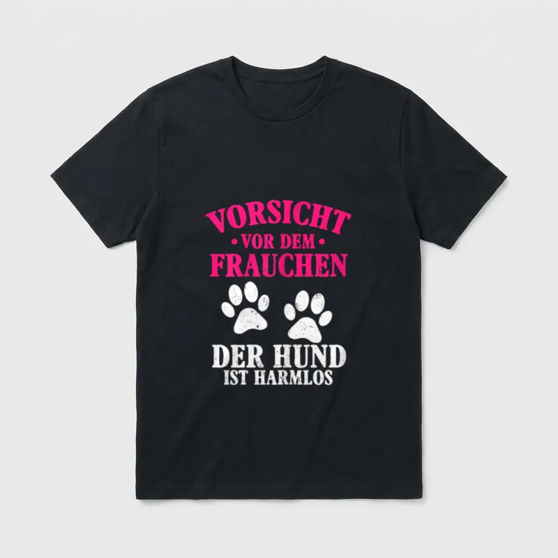 Vorsicht Vor Frauchen Hund T-Shirt – Klassisches T-Shirt in Schwarz