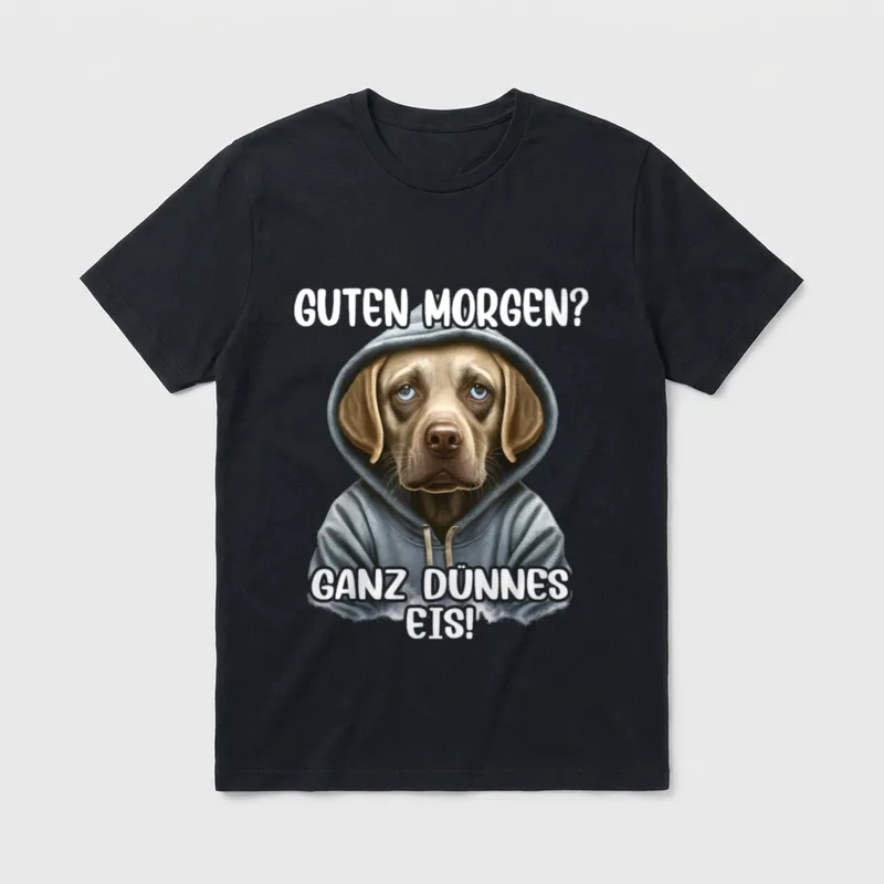 Guten Morgen Ganz Dünnes Eis Lustiger Hund T-Shirt – Klassisches T-Shirt in Schwarz