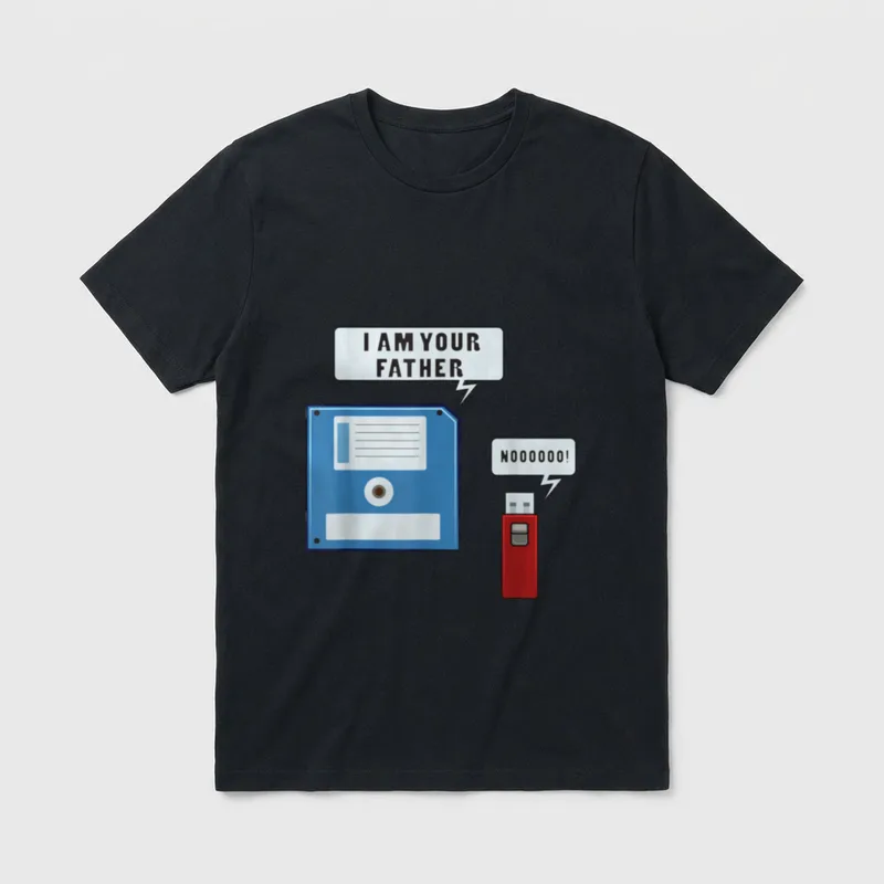 USB Floppy Disk Funny T-Shirt – Parodie I Am Your Father auf Floppy Disk und USB Stick – Klassisches T-Shirt in Schwarz