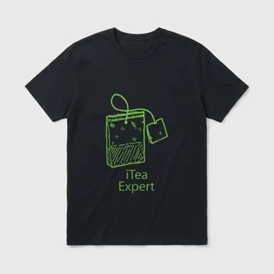 Informatik lustiger Spruch It T-Shirt – Teebeutel-Zeichnung mit Schriftzug „iTea Expert“ – Klassisches T-Shirt in Schwarz