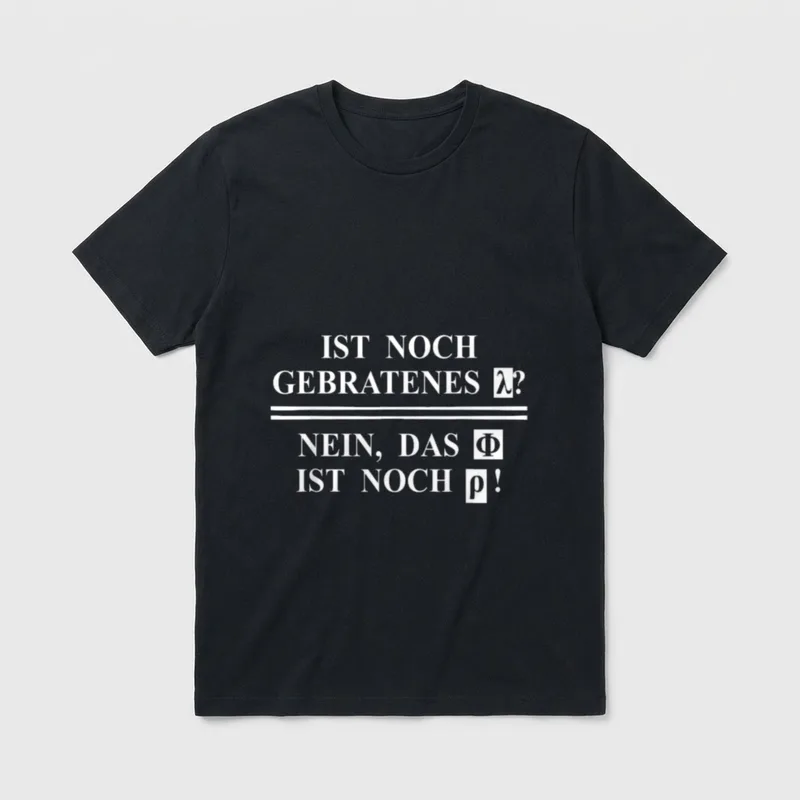 Lustiger Spruch Physik Lk T-Shirt – Griechische Buchstaben λ Φ ρ als Lautrebus auf Shirt – Klassisches T-Shirt in Schwarz