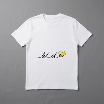 Let it bee Lustiges T-Shirt – Schriftzug „let it“ mit Biene statt Buchstabe b – Klassisches T-Shirt in Schwarz