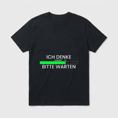 Ich denke Informatiker IT T-Shirt – Ladebalken bei 75 Prozent mit „Ich denke – bitte warten“ – Klassisches T-Shirt in Schwarz