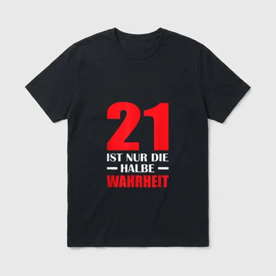 42 Geek Programmierer Nerd T-Shirt – Rote 21 mit Schriftzug „ist nur die halbe Wahrheit“ – Klassisches T-Shirt in Schwarz