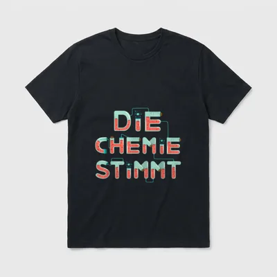 Chemie Nerd Student Spruch T-Shirt – Schriftzug „Die Chemie stimmt“ als Reagenzgläser – Klassisches T-Shirt in Schwarz
