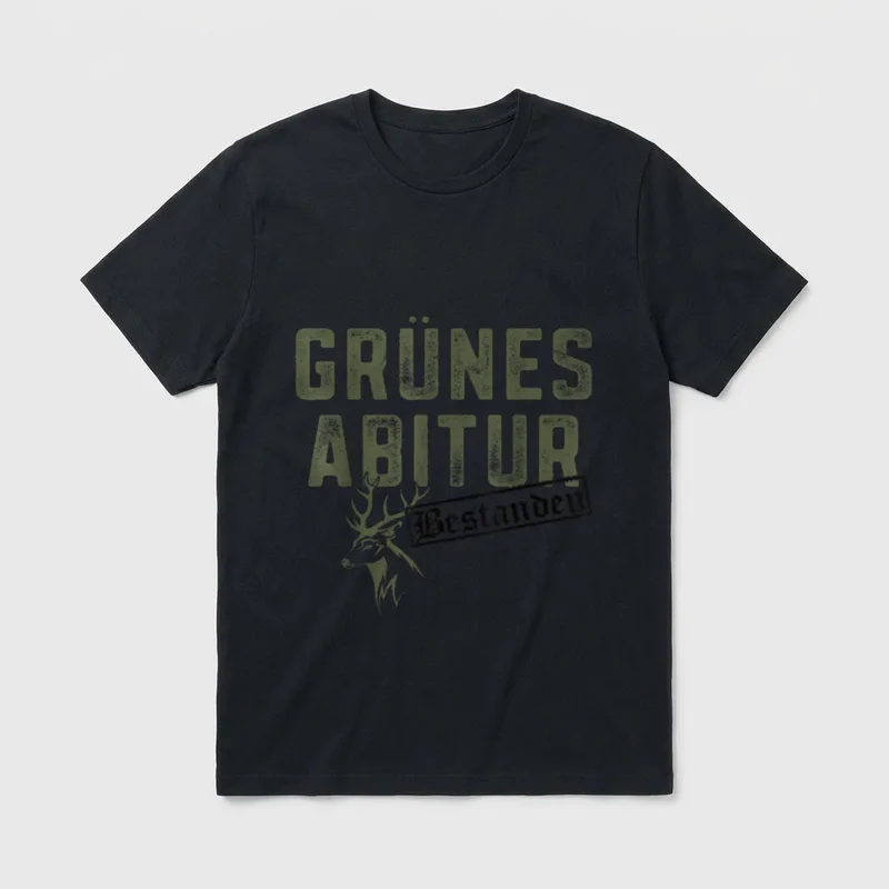 Grünes Abitur bestanden Jagdschein T-Shirt – Klassisches T-Shirt in Schwarz