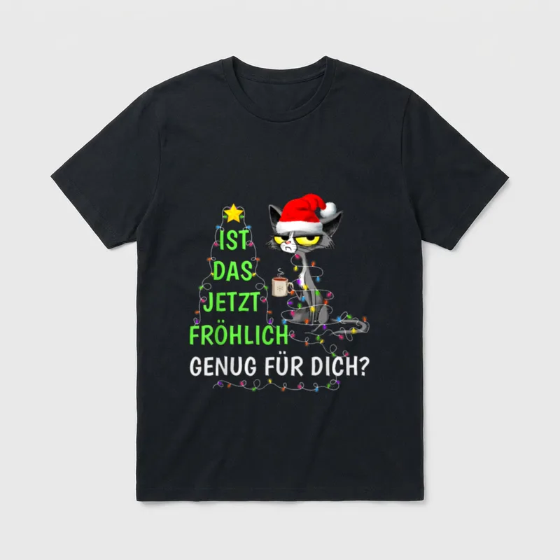 Weihnachtsoutfit Katze Weihnachten Spruch T-Shirt – Klassisches T-Shirt in Schwarz