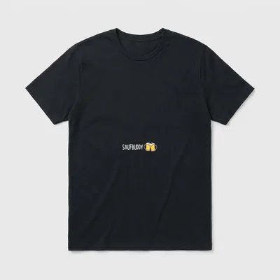 Saufen Saufbuddy Bier Alkohol T-Shirt – Schriftzug SAUFBUDDY mit zwei anstoßenden Bierkrügen – Klassisches T-Shirt in Schwarz