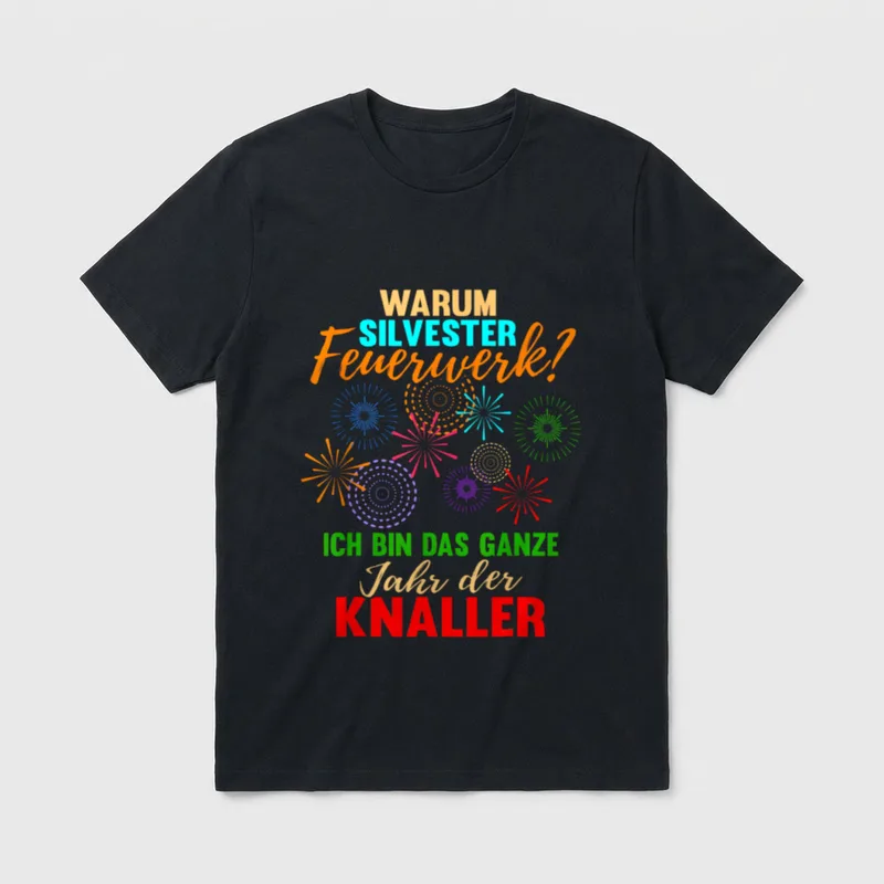 Lustig Silvester Feuerwerk Sprüche T-Shirt – Klassisches T-Shirt in Schwarz