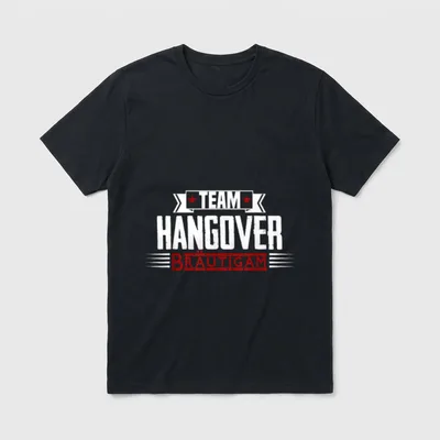 TEAM HANGOVER BRÄUTIGAM JGA T-Shirt – Schriftzug TEAM HANGOVER BRÄUTIGAM mit Sternenbanner – Klassisches T-Shirt in Schwarz