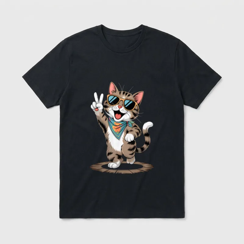 Lustige Katze Party Outfit T-Shirt – Klassisches T-Shirt in Schwarz