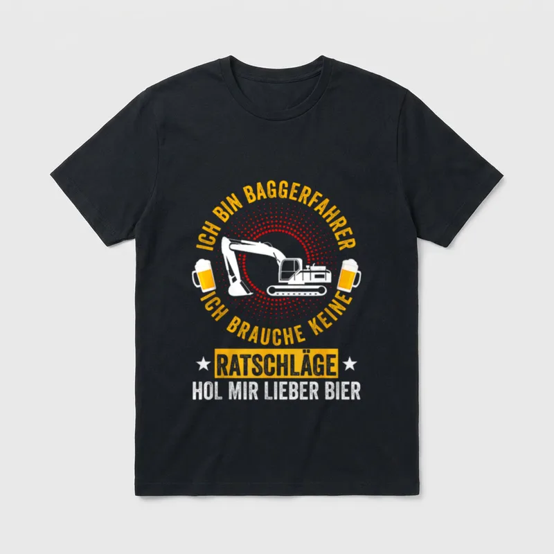 Bagger Bier Baggerfahrer Tiefbauer T-Shirt – Klassisches T-Shirt in Schwarz