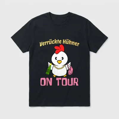 Verrückte Hühner On Tour T-Shirt – Klassisches T-Shirt in Schwarz
