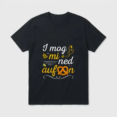 Bier Spruch Party Outfit T-Shirt – Schriftzug „I mog mi ned aufbrezeln“ mit Brezel-Grafik – Klassisches T-Shirt in Schwarz