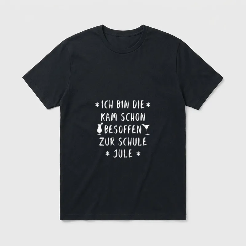 JULE Spruch JULIA Kirmes T-Shirt – Schriftzug „Ich bin die Jule“ mit Cocktailgläsern – Klassisches T-Shirt in Schwarz
