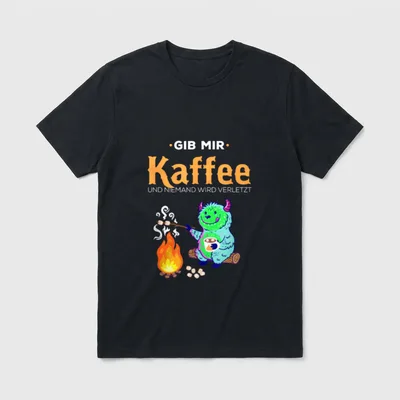 Lustiger Morgenmuffel Spruch Kaffee T-Shirt – Klassisches T-Shirt in Schwarz