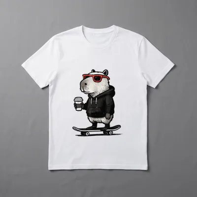 Coole Capybara auf Skateboard T-Shirt – Klassisches T-Shirt in Schwarz