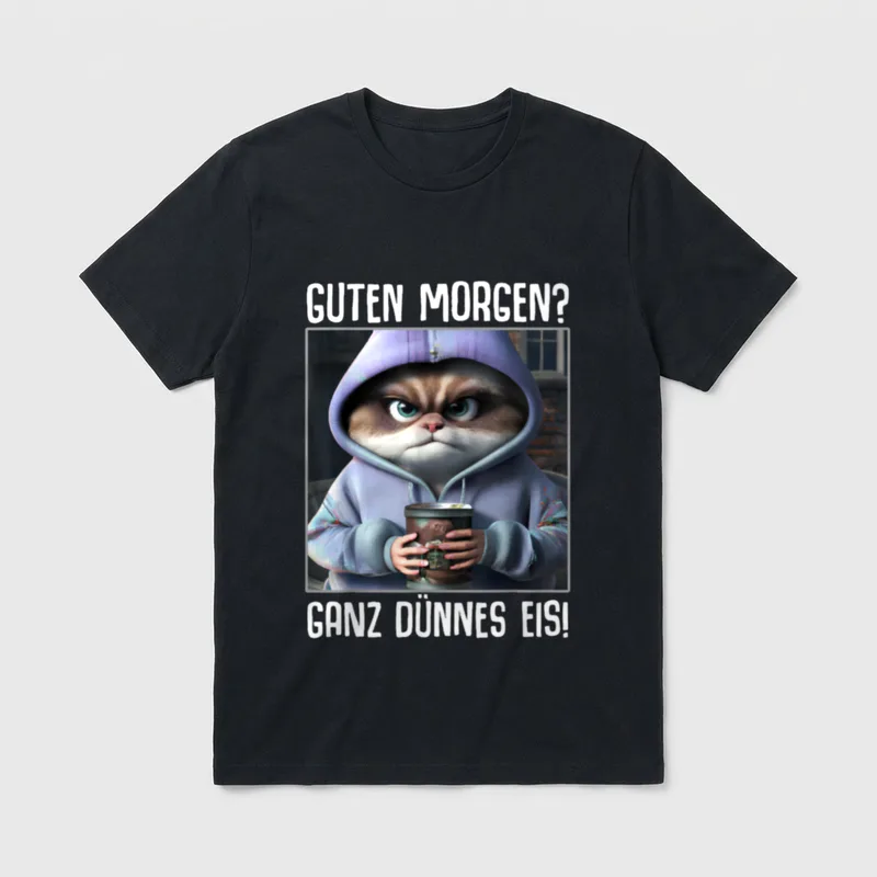 Guten Morgen Ganz dünnes Eis Lustige T-Shirt – Klassisches T-Shirt in Schwarz