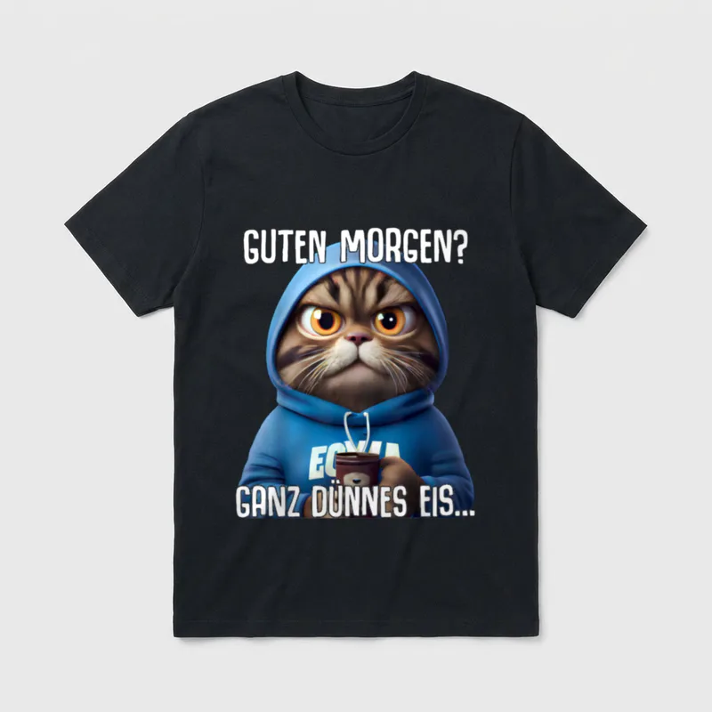 Guten Morgen Ganz dünnes Eis Lustige Sprüche T-Shirt – Klassisches T-Shirt in Schwarz