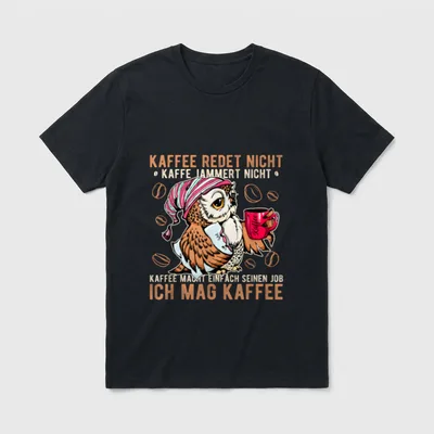 Kaffee Eule T-Shirt – Klassisches T-Shirt in Schwarz