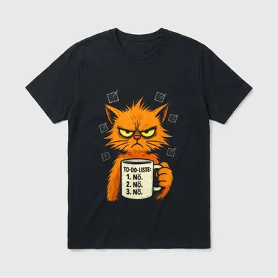 Faulenzer Katze lustig schlechte T-Shirt – Klassisches T-Shirt in Schwarz