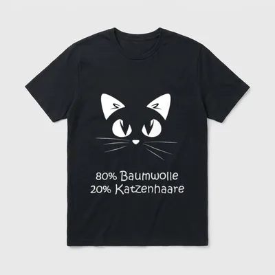 Katzenhaare aus Baumwolle Spuren T-Shirt – Klassisches T-Shirt in Schwarz