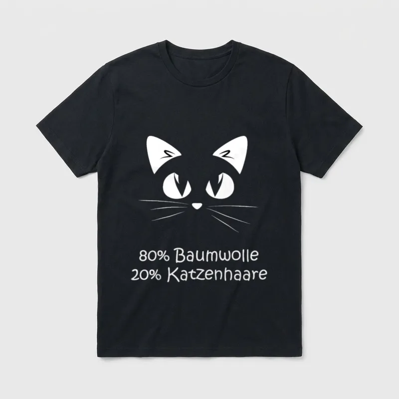 Katzenhaare aus Baumwolle Spuren T-Shirt – Klassisches T-Shirt in Schwarz