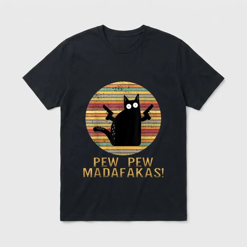 Pew Pew Madafakas Katze T-Shirt – Klassisches T-Shirt in Schwarz