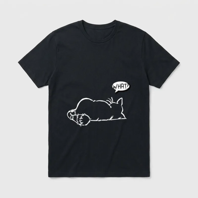 faule Katze Statement Spruch What? T-Shirt – Klassisches T-Shirt in Schwarz