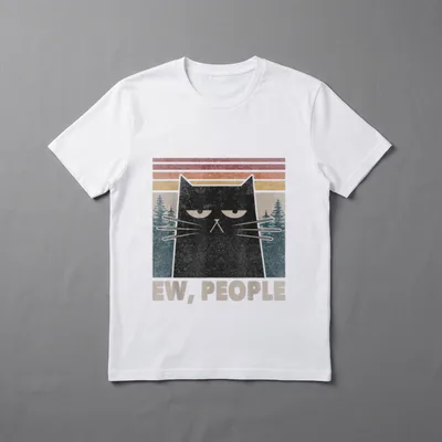 Ew People Schwarze Katze T-Shirt – Klassisches T-Shirt in Schwarz