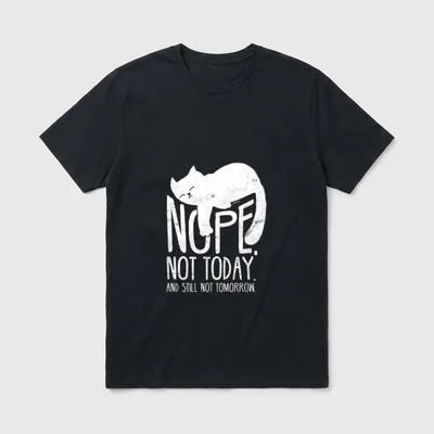 Katzenmotiv Lustig Fun Retro T-Shirt – Schlafende Katze über Schriftzug „NOPE. NOT TODAY.“ – Klassisches T-Shirt in Schwarz