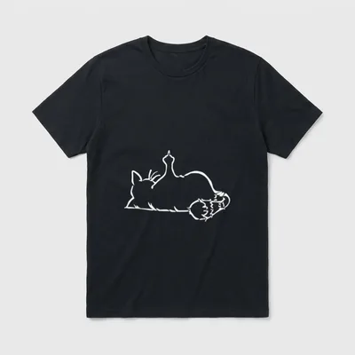 faule lustige Katze zeigt T-Shirt 0042 – Klassisches T-Shirt in Schwarz