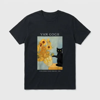 Lustige Van Gogh Sonnenblumen T-Shirt – Klassisches T-Shirt in Schwarz