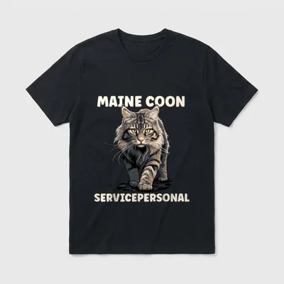 Maine Coon Servicepersonal Lustige T-Shirt – Klassisches T-Shirt in Schwarz