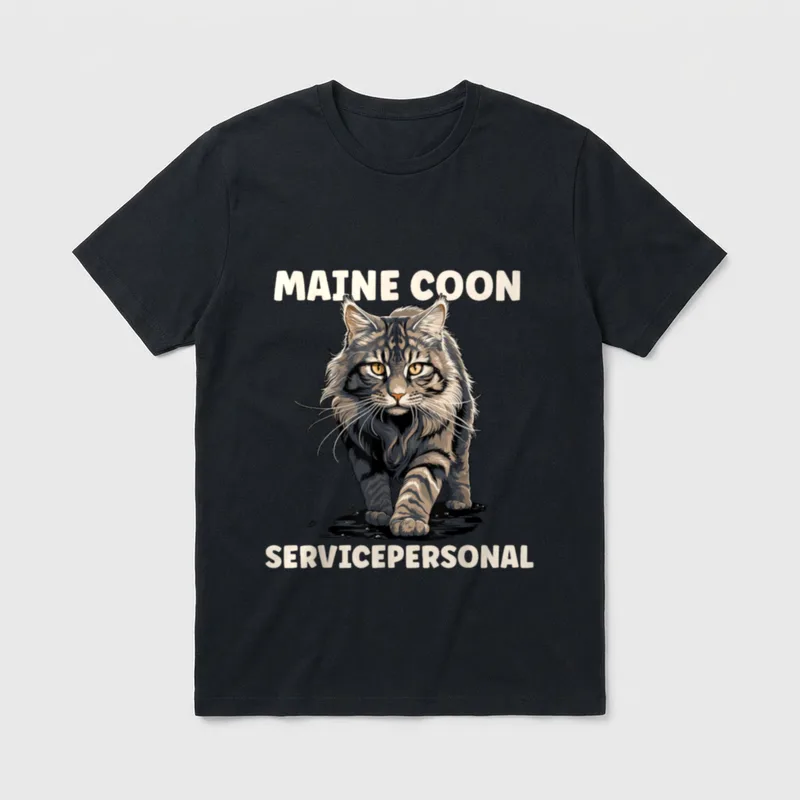 Maine Coon Servicepersonal Lustige T-Shirt – Klassisches T-Shirt in Schwarz