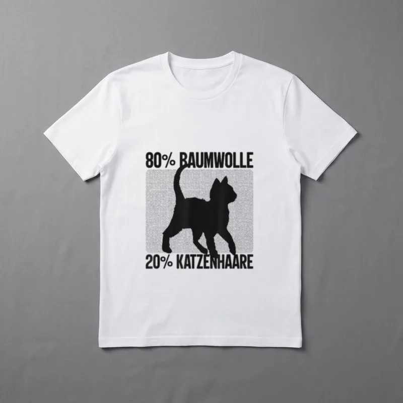 Baumwolle kann jeder lustiger Katzenhaar T-Shirt – Klassisches T-Shirt in Schwarz