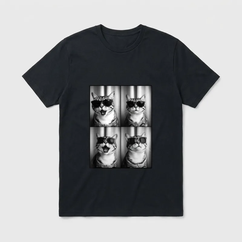 Lustige Katze Selfie Photobooth T-Shirt – Klassisches T-Shirt in Schwarz