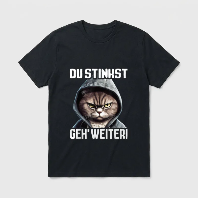Katze Spruch Lustig I Katze Du T-Shirt – Klassisches T-Shirt in Schwarz