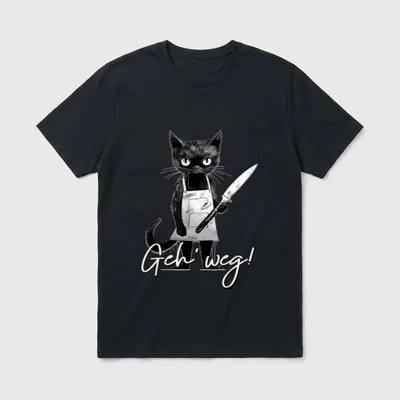 Katze Spruch Lustig I Katze mit Messer T-Shirt – Klassisches T-Shirt in Schwarz